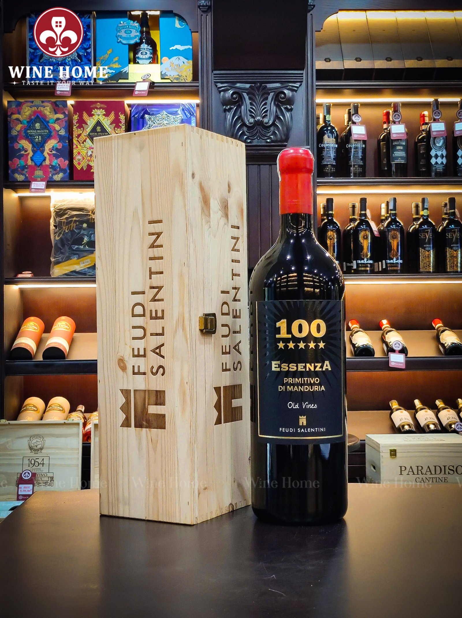 Rượu Vang Ý 100 Essenza Primitivo di Manduria Old Vines 3000ML – Tuyệt Tác Đậm Đà Từ Feudi Salentini | Rượu Vang Wine Home Rượu Vang Ý 100 Essenza Primitivo di Manduria Old Vines 3000ML – Tuyệt Tác Đậm Đà Từ Feudi Salentini