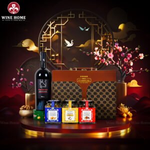 Hộp Quà Tết Rượu Hạt Hộp Da Nâu Vali 01