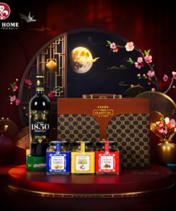 Hộp Quà Tết Rượu Hạt Hộp Da Nâu Vali 02