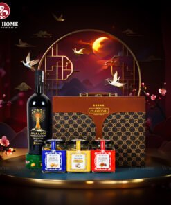 Hộp Quà Tết Rượu Hạt Hộp Da Nâu Vali 03