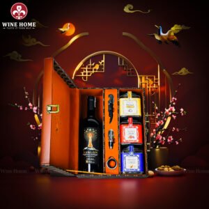 Hộp Quà Tết Rượu Hạt Hộp Da Nâu Vali 03