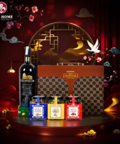 Hộp Quà Tết Rượu Hạt Hộp Da Nâu Vali 04