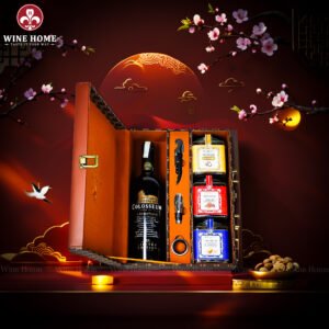 Hộp Quà Tết Rượu Hạt Hộp Da Nâu Vali 04