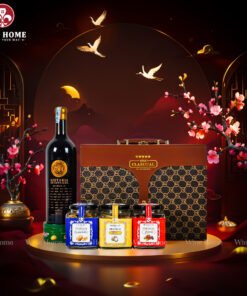 Hộp Quà Tết Rượu Hạt Hộp Da Nâu Vali 05