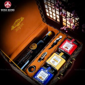 Hộp Quà Tết Rượu Hạt Hộp Da Nâu Vali 05