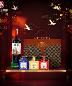 Hộp Quà Tết Rượu Hạt Hộp Da Nâu Vali 06