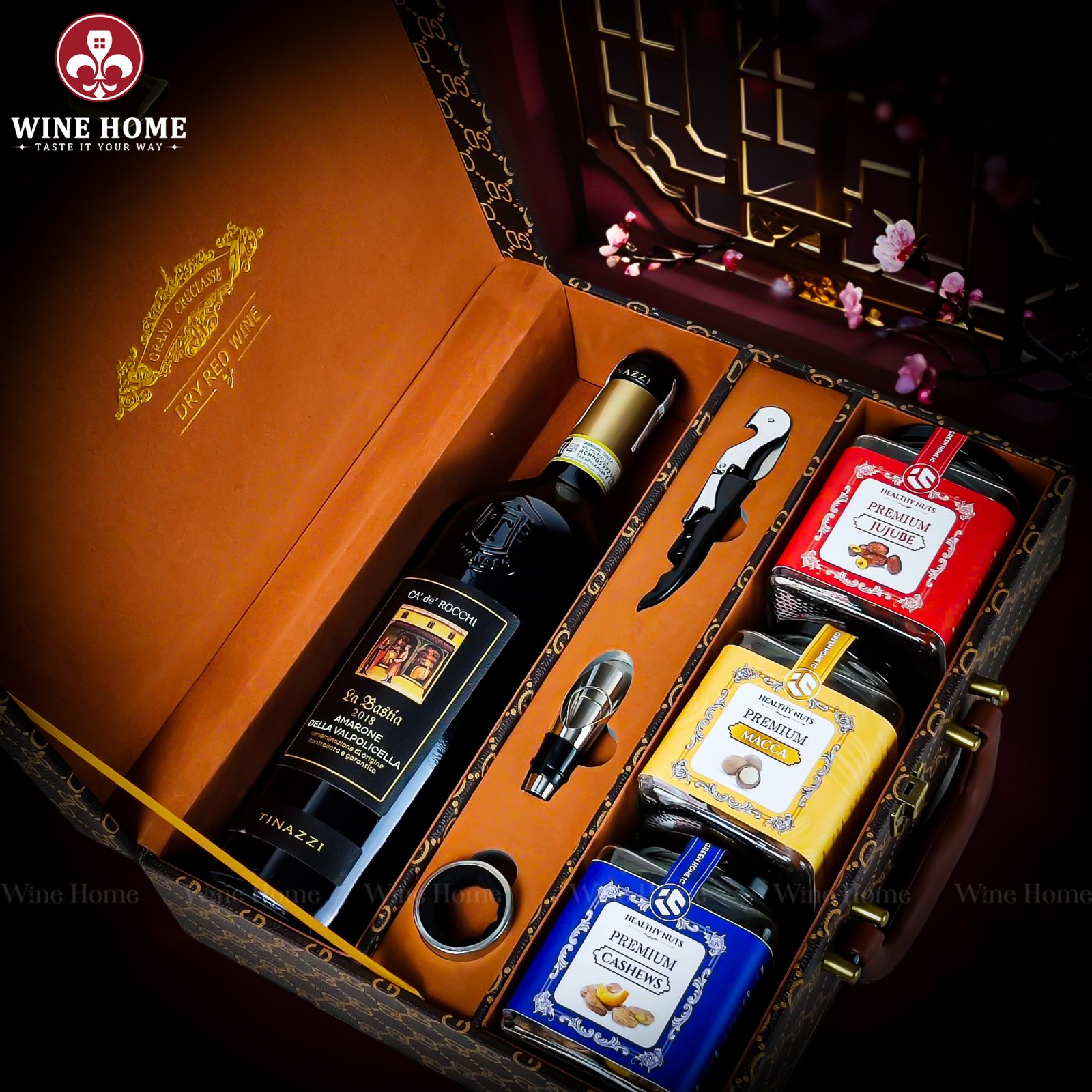 Hộp Quà Tết Rượu Hạt Hộp Da Nâu Vali 07 Hộp Quà Tết Rượu Hạt Hộp Da Nâu Vali 07