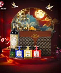 Hộp Quà Tết Rượu Hạt Hộp Da Nâu Vali 08