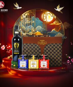 Hộp Quà Tết Rượu Hạt Hộp Da Nâu Vali 10