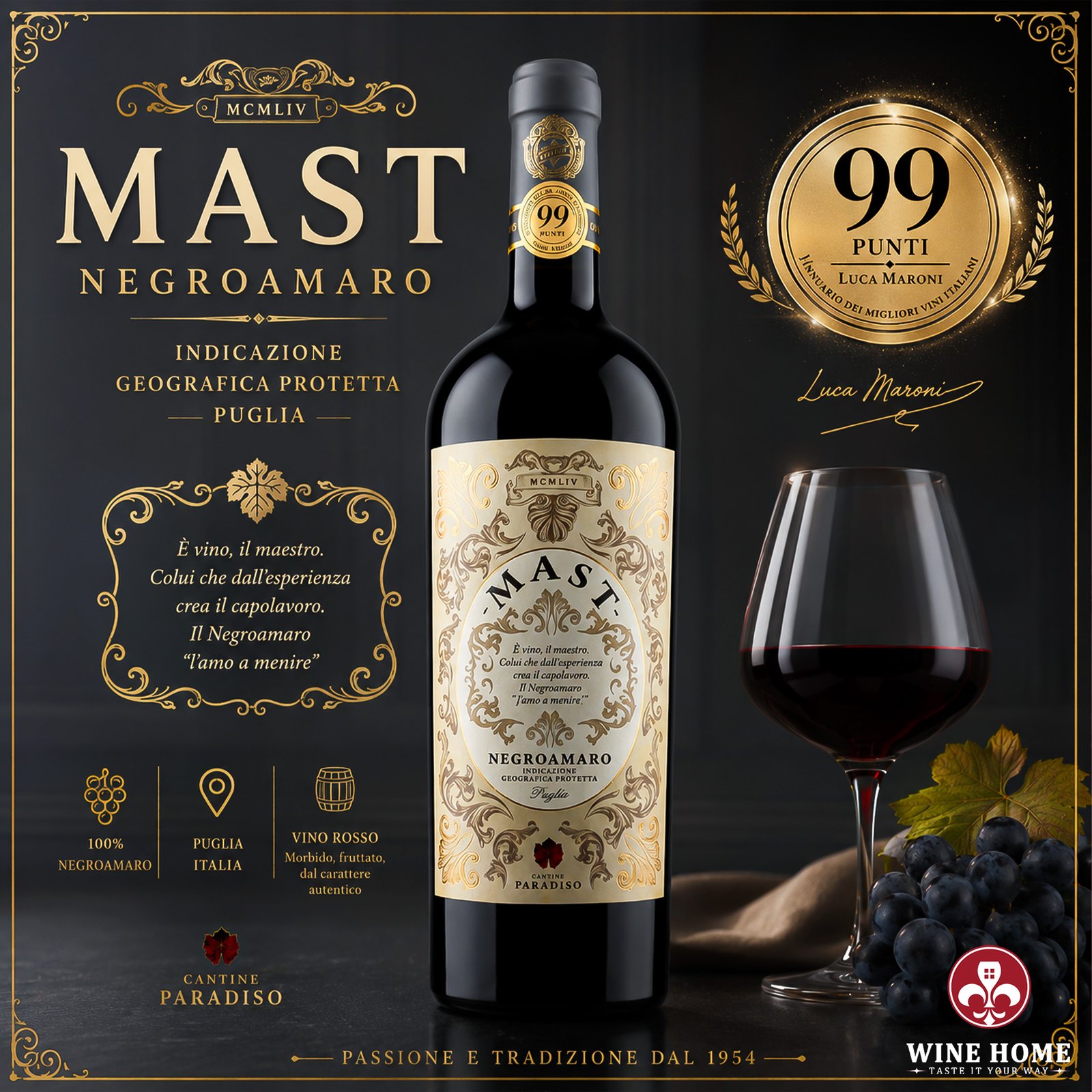 Rượu Vang Ý MAST Negroamaro Cantine Paradiso – Đỉnh Cao Nghệ Thuật Vang Ý | Rượu Vang Wine Home Rượu Vang Ý MAST Negroamaro Cantine Paradiso – Đỉnh Cao Nghệ Thuật Vang Ý