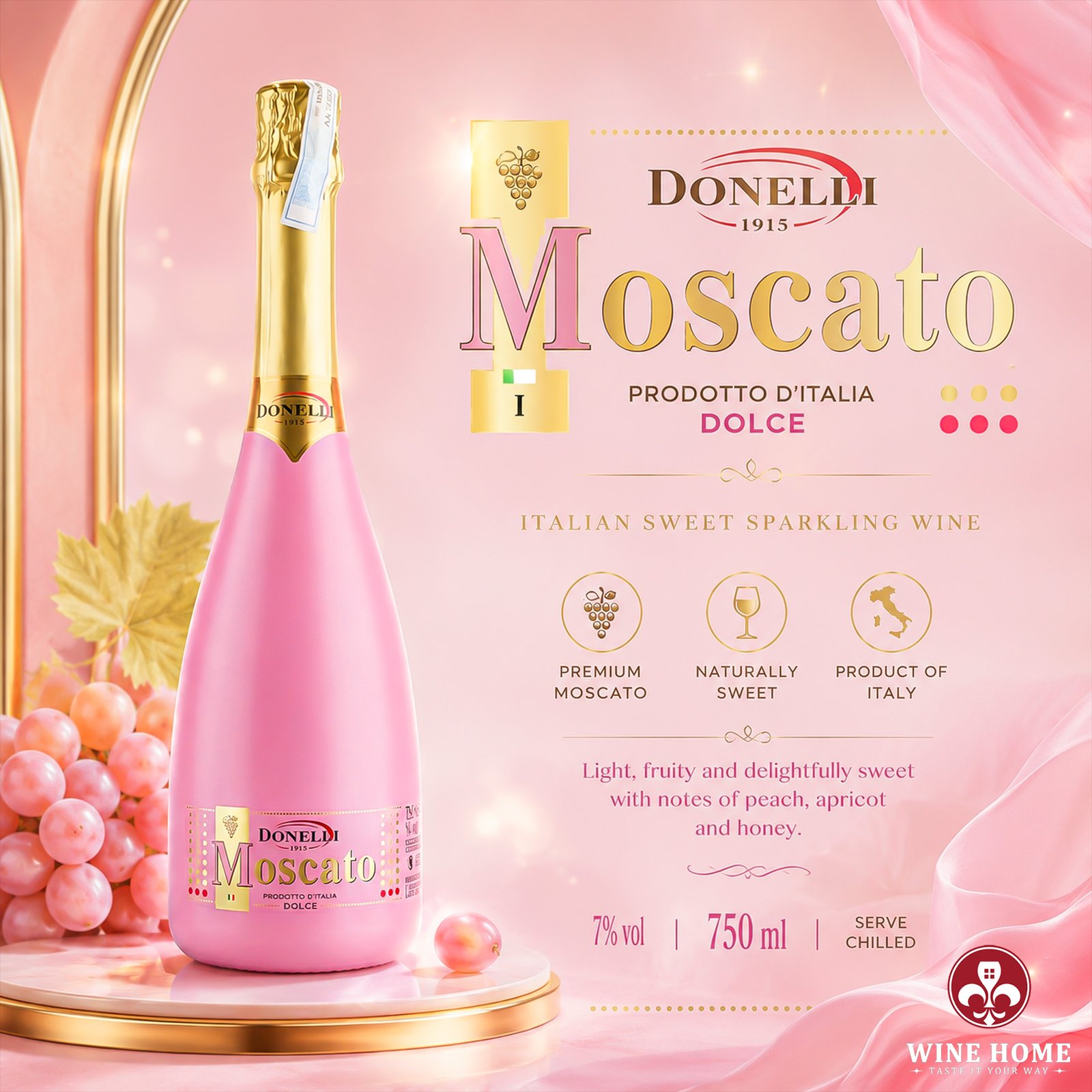 Sparkling Donelli Moscato Rose – Ngọt Ngào Tinh Tế Từ Trái Tim Emilia-Romagna | Rượu Vang Wine Home Rượu Vang Hồng Donelli Moscato Rose – Ngọt Ngào Tinh Tế Từ Trái Tim Emilia-Romagna