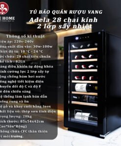 Tủ Bảo Quản Rượu Vang Adela 28 Chai Kính 2 Lớp Sấy Nhiệt
