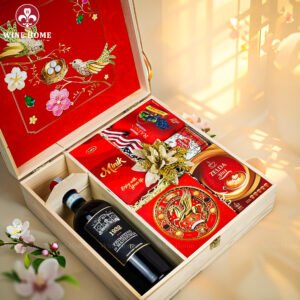 Hộp Quà Tết Xuân Như Ý Hộp Gỗ Đỏ 17 | Quà Tết Cao Cấp 2026 Wine Home | Rượu Vang Wine Home Hộp Quà Tết Xuân Như Ý Hộp Gỗ Đỏ 17