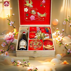 Hộp Quà Tết Xuân Như Ý Hộp Gỗ Đỏ 09