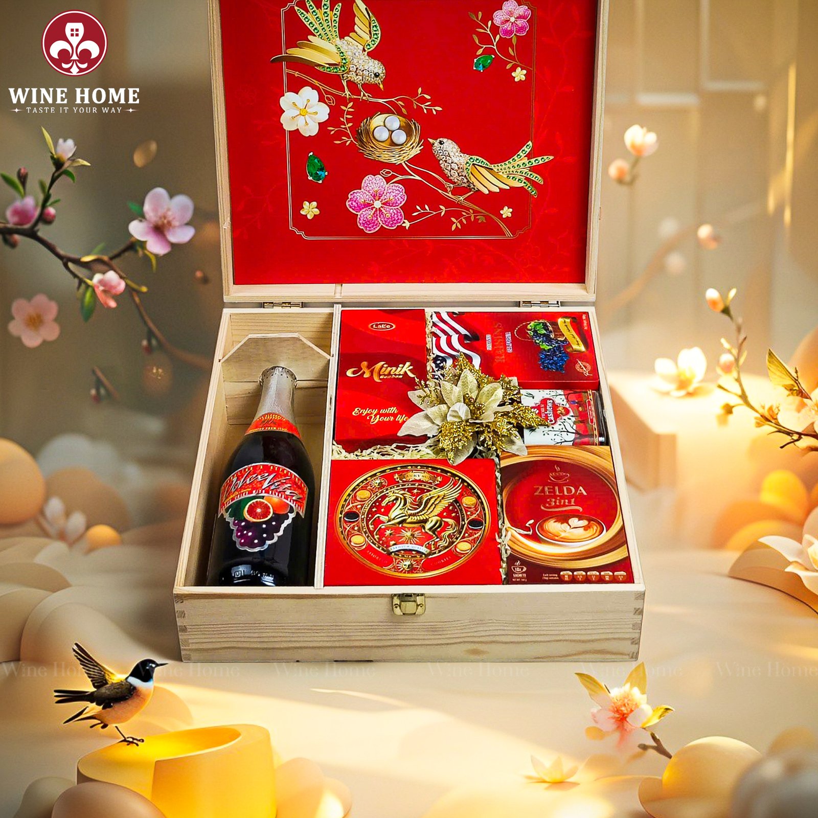 Hộp Quà Tết Xuân Như Ý Hộp Gỗ Đỏ 01 Hộp Quà Tết Xuân Như Ý Hộp Gỗ Đỏ 01