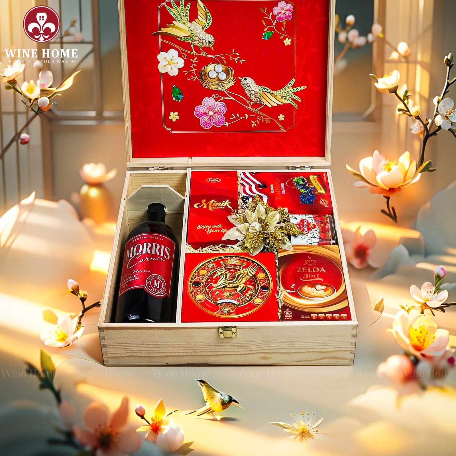 Hộp Quà Tết Xuân Như Ý Hộp Gỗ Đỏ 06 Hộp Quà Tết Xuân Như Ý Hộp Gỗ Đỏ 06