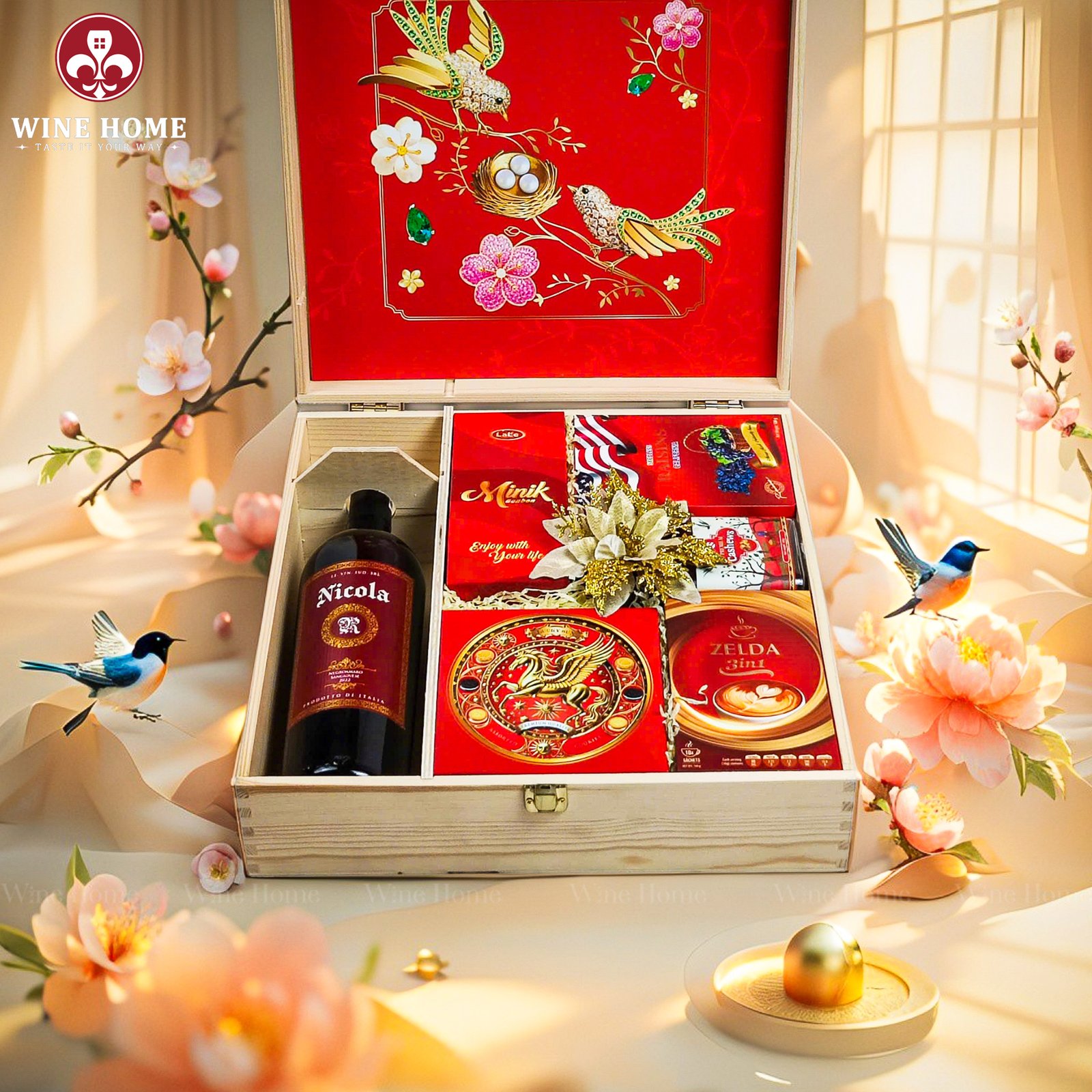 Hộp Quà Tết Xuân Như Ý Hộp Gỗ Đỏ 05 Hộp Quà Tết Xuân Như Ý Hộp Gỗ Đỏ 05