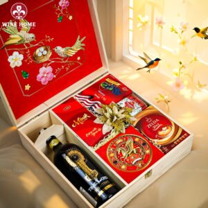 Hộp Quà Tết Xuân Như Ý Hộp Gỗ Đỏ 11 | Quà Tết Cao Cấp 2026 Wine Home | Rượu Vang Wine Home Hộp Quà Tết Xuân Như Ý Hộp Gỗ Đỏ 11
