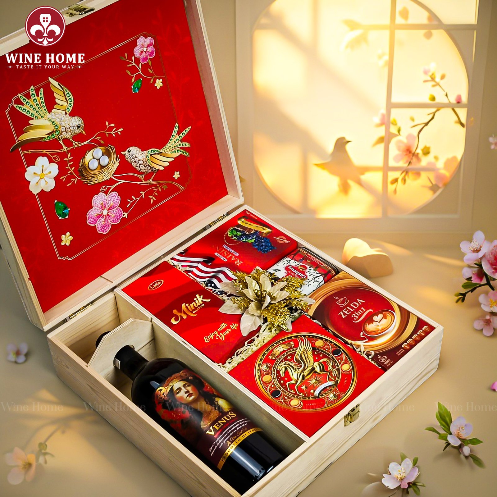 Hộp Quà Tết Xuân Như Ý Hộp Gỗ Đỏ 04 Hộp Quà Tết Xuân Như Ý Hộp Gỗ Đỏ 04