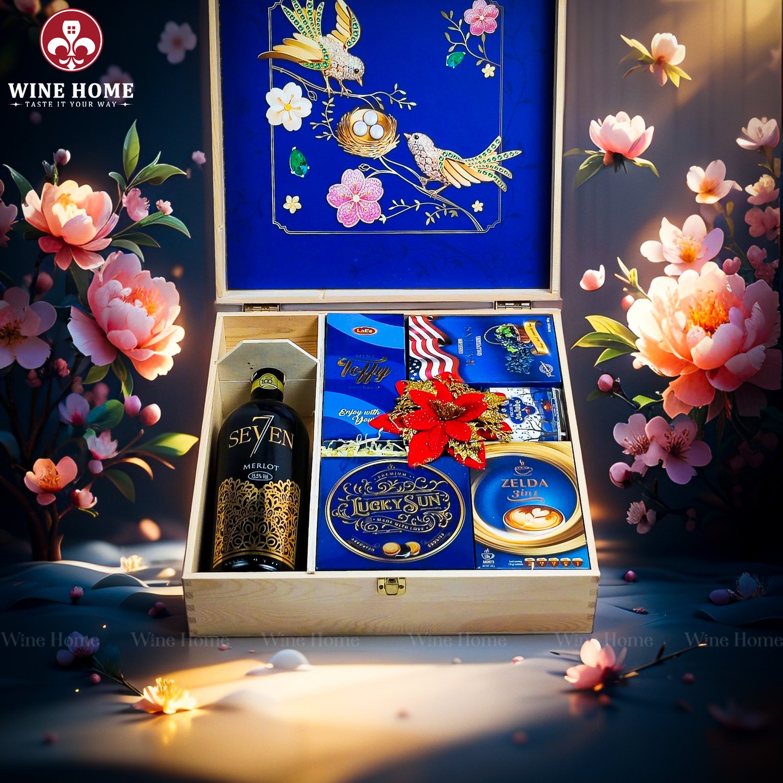 Hộp Quà Tết Xuân Như Ý Hộp Gỗ Blue 11 Hộp Quà Tết Xuân Như Ý Hộp Gỗ Blue 11