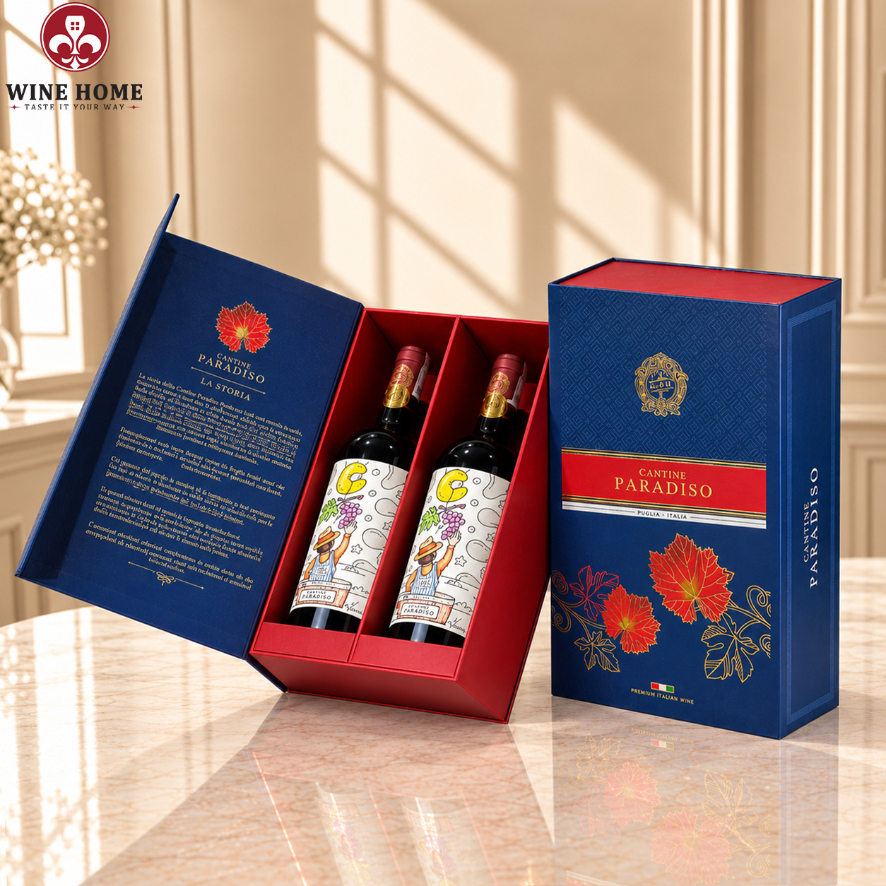 Hộp Quà Rượu Vang 2 Chai 1954 Francesco Ferrulli Primitivo - Cantine Paradiso | Rượu Vang Wine Home Hộp Quà Rượu Vang 2 Chai 1954 Francesco Ferrulli Primitivo - Cantine Paradiso