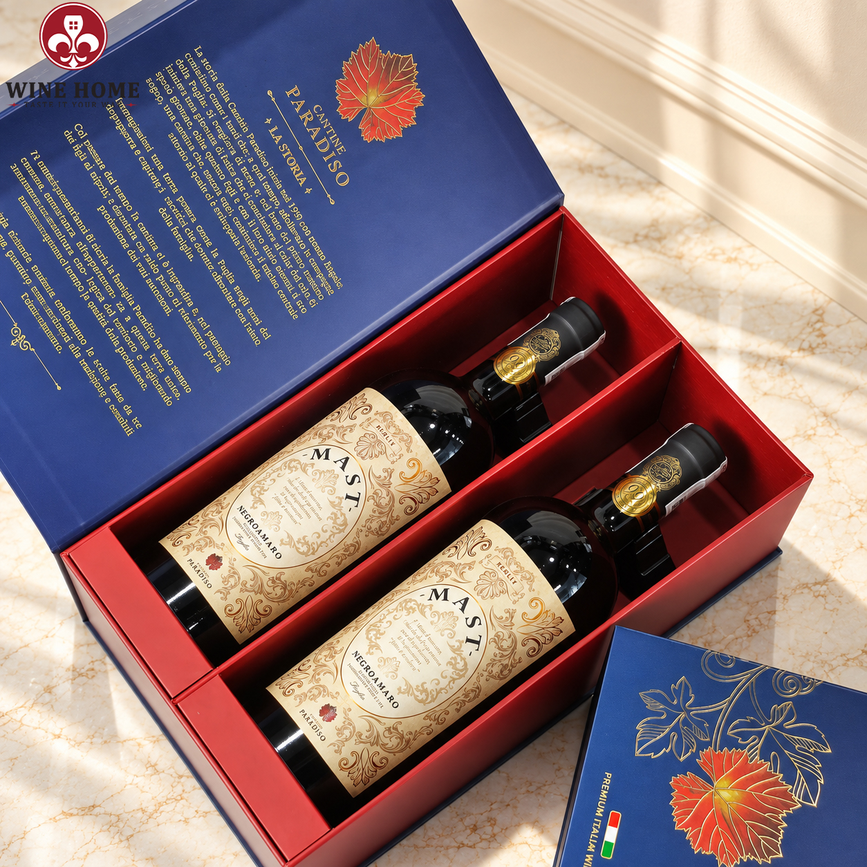 Hộp Quà Rượu Vang 2 Chai Mast Negroamaro - Cantine Paradiso | Rượu Vang Wine Home Hộp Quà Rượu Vang 2 Chai Mast Negroamaro - Cantine Paradiso