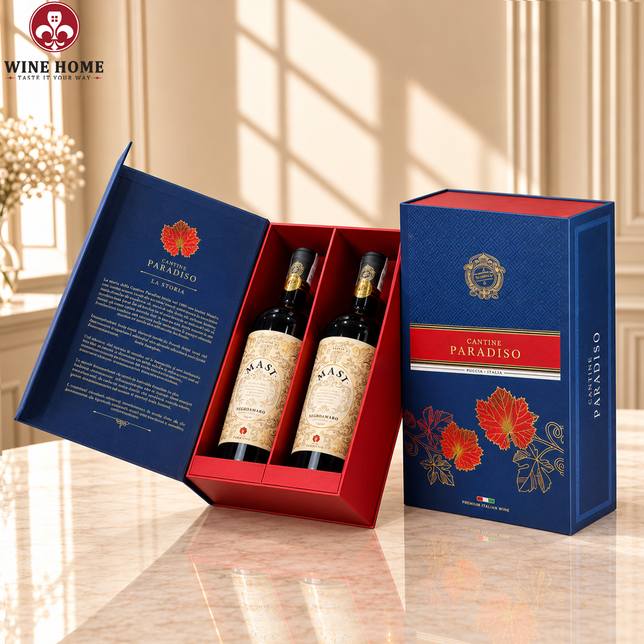 Hộp Quà Rượu Vang 2 Chai Mast Negroamaro - Cantine Paradiso | Rượu Vang Wine Home Hộp Quà Rượu Vang 2 Chai Mast Negroamaro - Cantine Paradiso