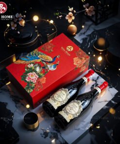 Hộp Quà Rượu Vang 2 Chai Hộp Đỏ Cao Cấp 04