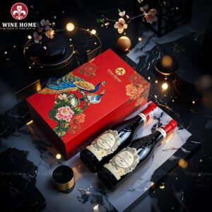 Hộp Quà Rượu Vang 2 Chai Hộp Đỏ Cao Cấp 04