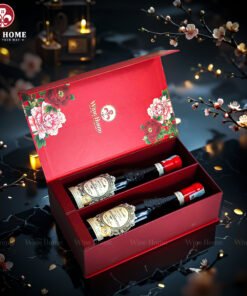 Hộp Quà Rượu Vang 2 Chai Hộp Đỏ Cao Cấp 04