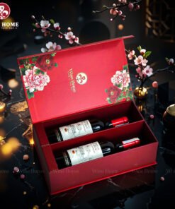 Hộp Quà Rượu Vang 2 Chai Hộp Đỏ Cao Cấp 05