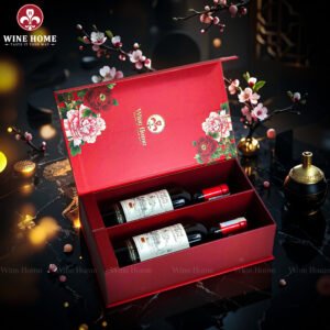 Hộp Quà Rượu Vang 2 Chai Hộp Đỏ Cao Cấp 05