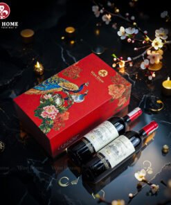 Hộp Quà Rượu Vang 2 Chai Hộp Đỏ Cao Cấp 05