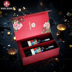 Hộp Quà Rượu Vang 2 Chai Hộp Đỏ Cao Cấp
