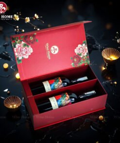 Hộp Quà Rượu Vang 2 Chai Hộp Đỏ Cao Cấp