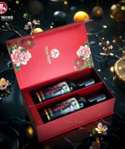 Hộp Quà Rượu Vang 2 Chai Hộp Đỏ Cao Cấp 02