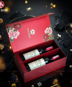 Hộp Quà Rượu Vang 2 Chai Hộp Đỏ Cao Cấp 03