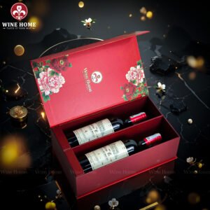 Hộp Quà Rượu Vang 2 Chai Hộp Đỏ Cao Cấp 03