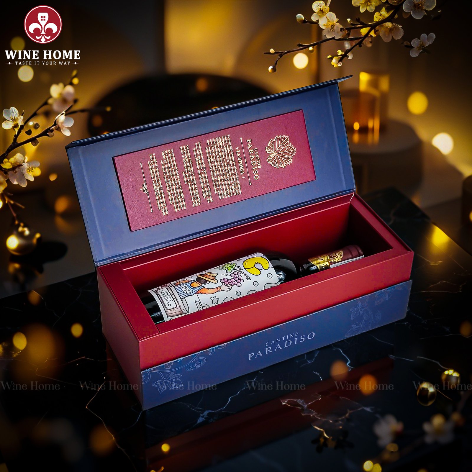 Hộp Quà Rượu Vang 1 Chai Cantine Paradiso 02 Hộp Quà Rượu Vang 1 Chai Cantine Paradiso 02