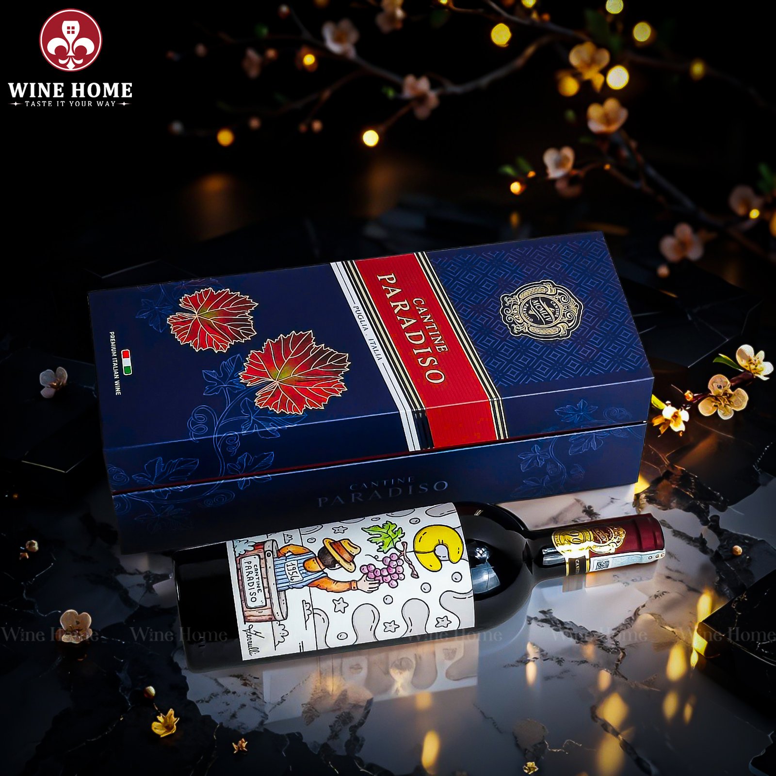 Hộp Quà Rượu Vang 1 Chai Cantine Paradiso 02 Hộp Quà Rượu Vang 1 Chai Cantine Paradiso 02