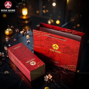 Hộp Quà Rượu Vang 1 Chai Hộp Đỏ Cao Cấp