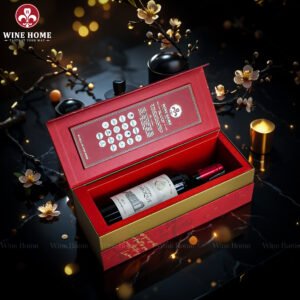 Hộp Quà Rượu Vang 1 Chai Hộp Đỏ Cao Cấp 08
