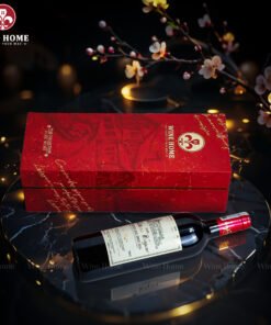 Hộp Quà Rượu Vang 1 Chai Hộp Đỏ Cao Cấp 02