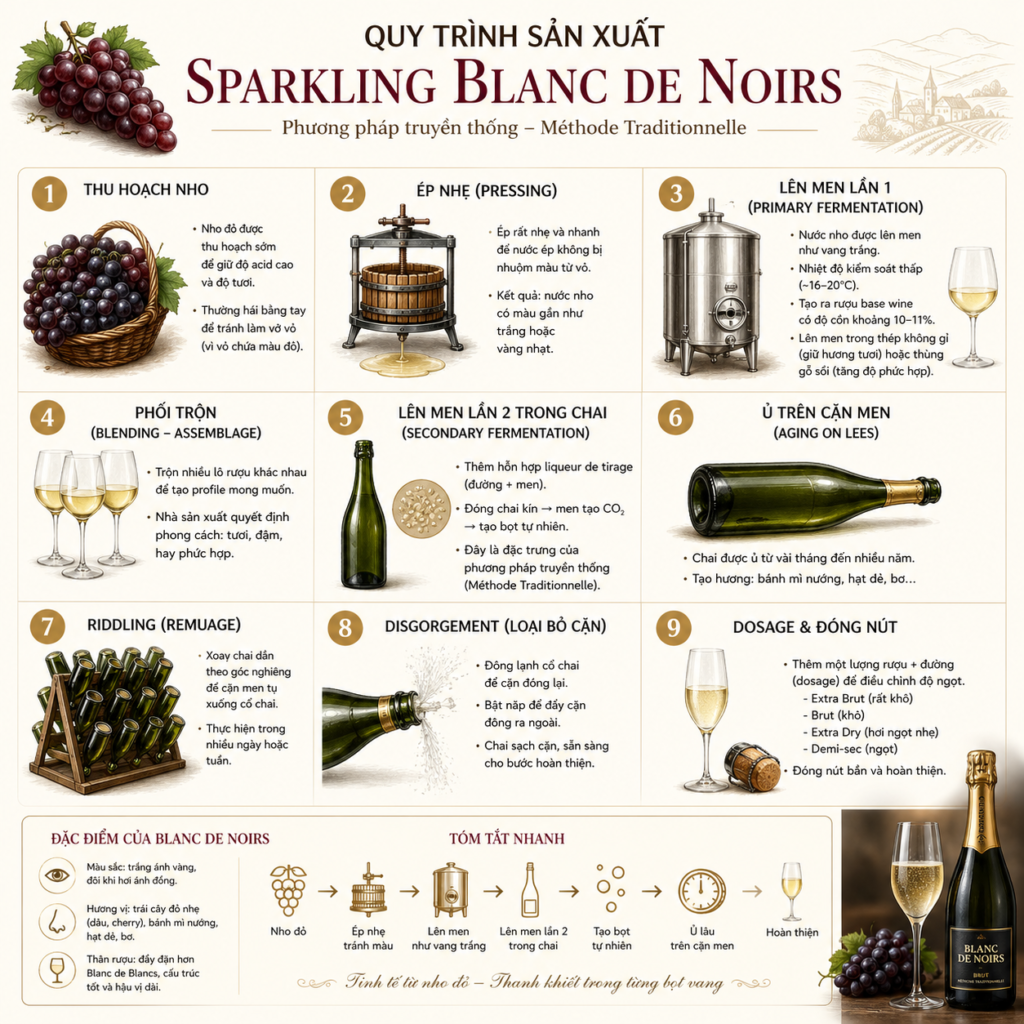 Quy Trình Sản Xuất Sparkling Blanc de Noirs