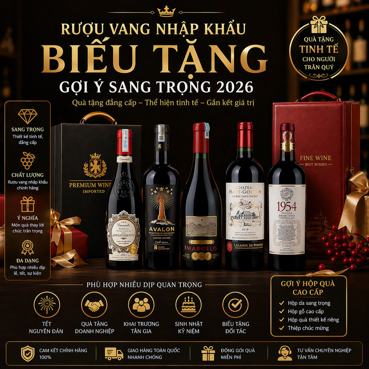 Rượu Vang Nhập Khẩu Biếu Tặng – Gợi Ý Sang Trọng 2026