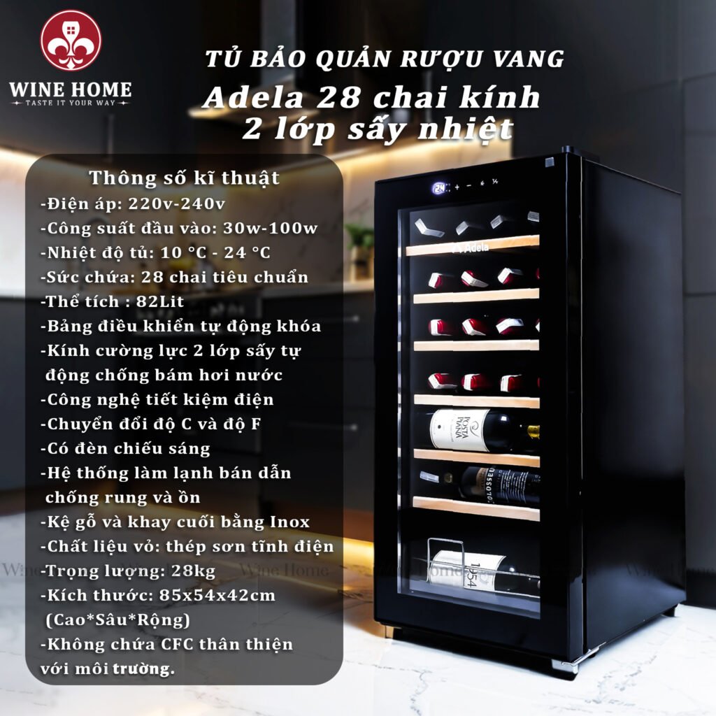 Tủ Bảo Quản Rượu Vang Adela 28 – Chuẩn Chuyên Gia