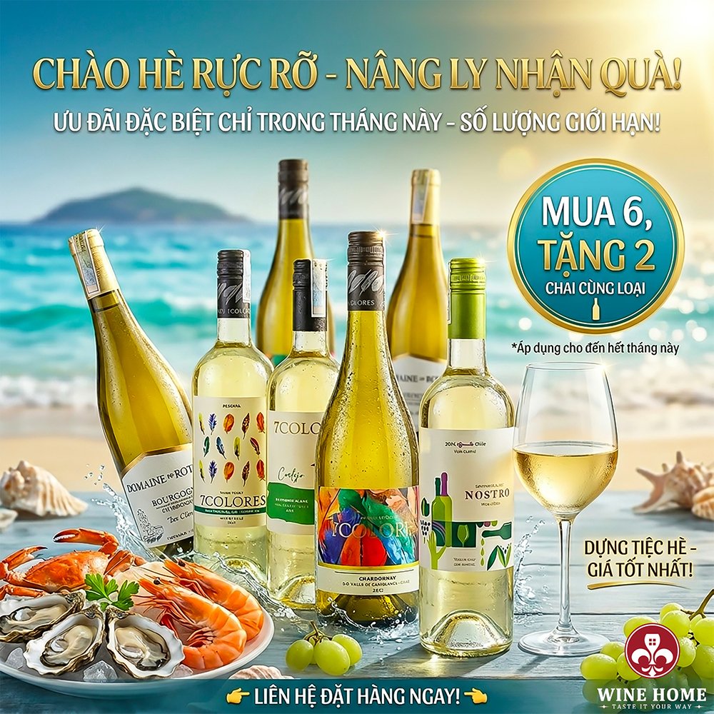 Chào Hè Rực Rỡ – Mua 6 Tặng 2 Rượu Vang Trắng Chính Hãng | Ưu Đãi Lớn Tại WineHome | Rượu Vang Wine Home Chào Hè Rực Rỡ – Mua 6 Tặng 2 Rượu Vang Trắng Chính Hãng