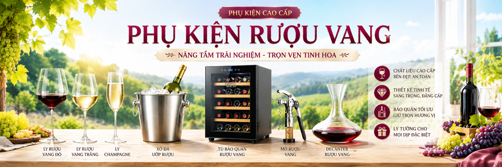 Phụ Kiện Rượu Vang - Tổng hợp các loại phụ kiện rượu vang cao cấp