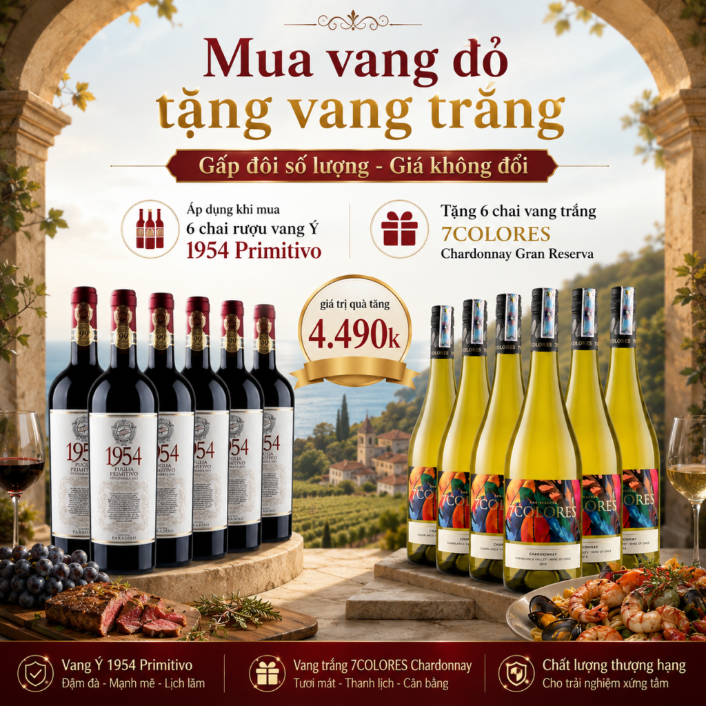 Mua Vang Đỏ Tặng Vang Trắng – Ưu Đãi Gấp Đôi Số Lượng, Giá Không Đổi Tại WineHome