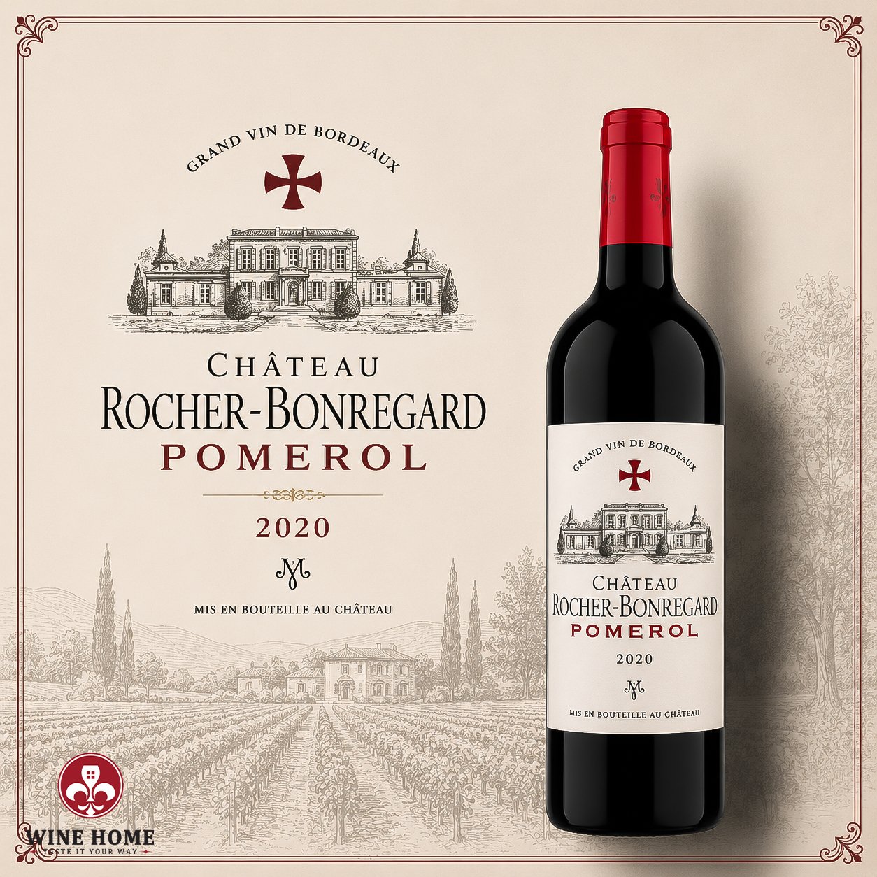 Rượu Vang Pháp Château Rocher-Bonregard Pomerol 2020 | Vang Pháp Cao Cấp Bordeaux | Rượu Vang Wine Home Château Rocher-Bonregard Pomerol 2020 – Vẻ Đẹp Quyến Rũ Của Vang Pháp Cao Cấp Pomerol